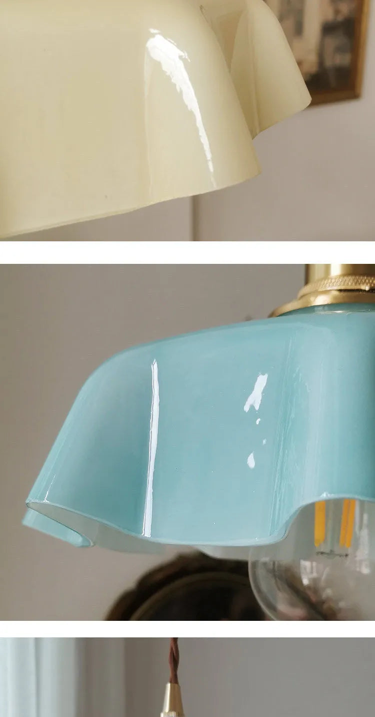 Medieval brass flower bud French chandelier with adjustable height in light blue colour option