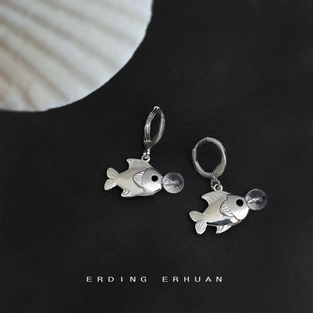 Bubble Fish original design goldfish earrings with copper electroplating