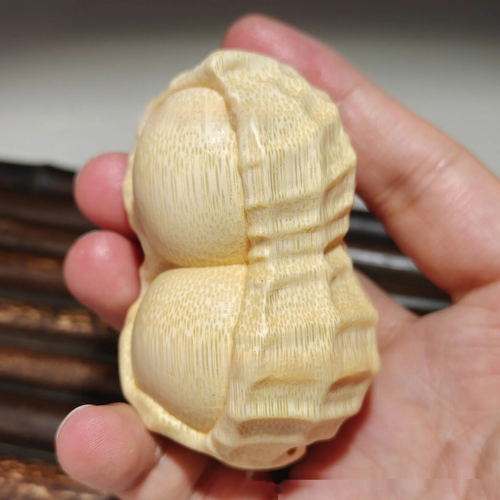 Solid natural bamboo carving peanut ornament modern simplicity design