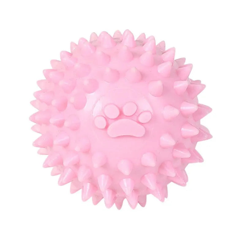 Blue TPR rubber dog chewing toy with textured surface for tooth cleaning, 6cm diameter