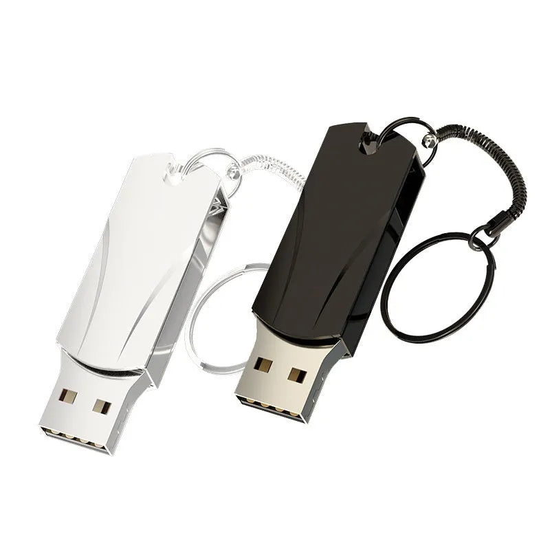 Large capacity USB metal expansion disk flash drive in silver with rotating connector