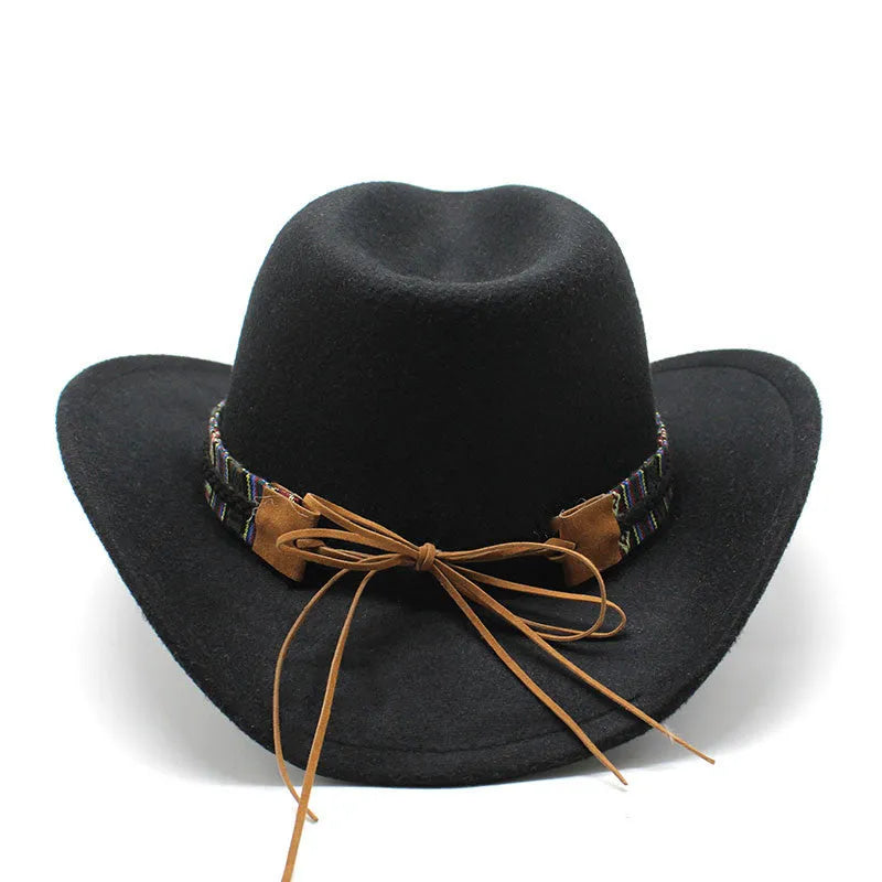 A Western-style bell crown cowboy hat on a stand, shown in an army green colour.