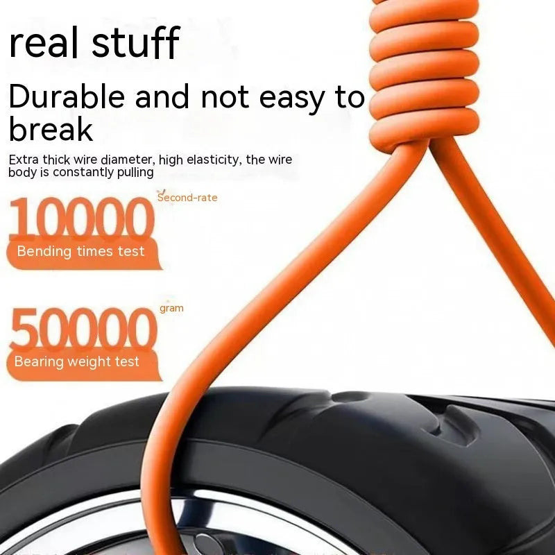 Zinc alloy three-in-one rotating data cable with LED light in orange red colour