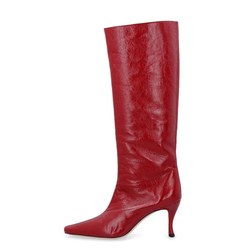 Women's square toe cowboy boots in microfibre available in multiple colours including black, snake pattern, and brown stone