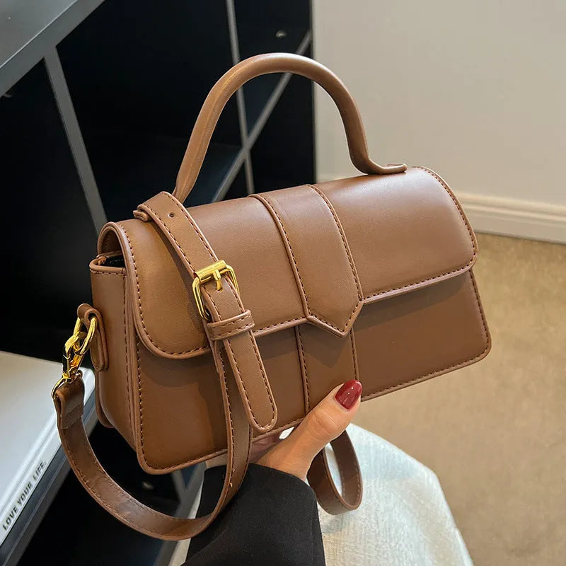 Women's PU messenger bag in horizontal square design with 22cm width, available in multiple colours
