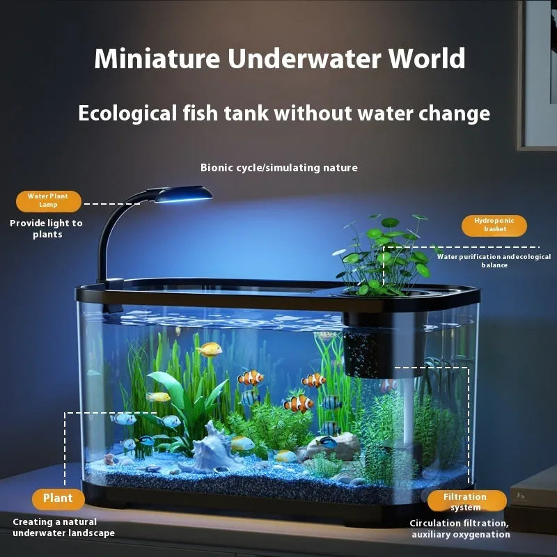 Ecological landscape filter oxygen-making integrated fish tank in luxury black or white