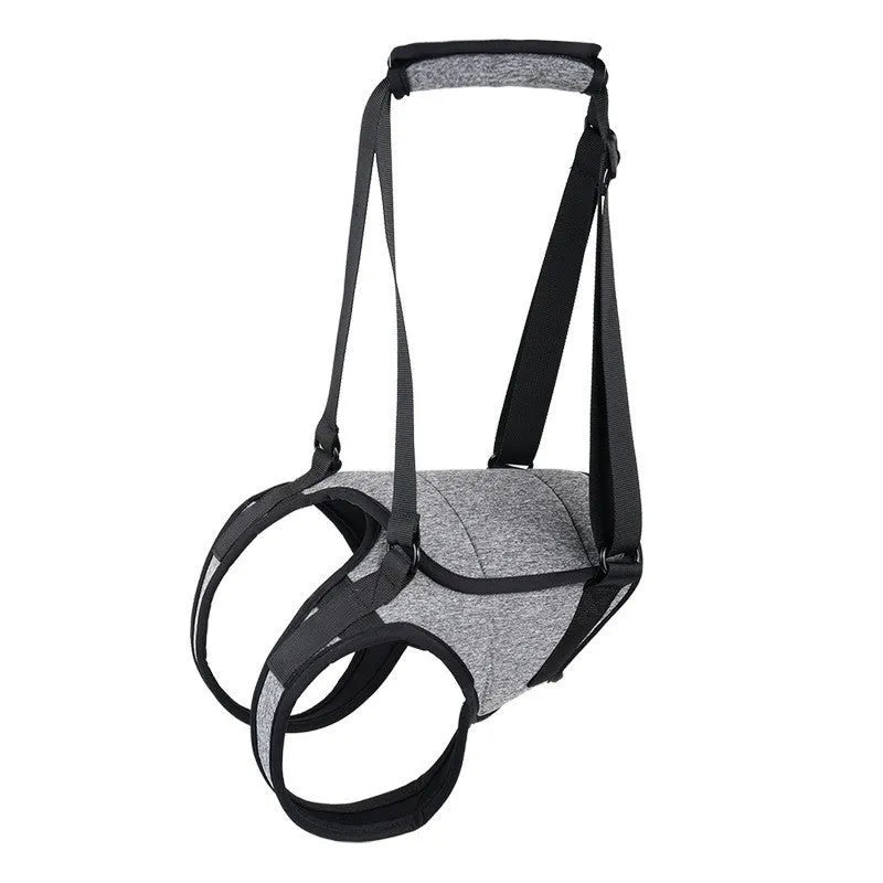 Adjustable neoprene dog rear leg recovery belt harness in grey colour