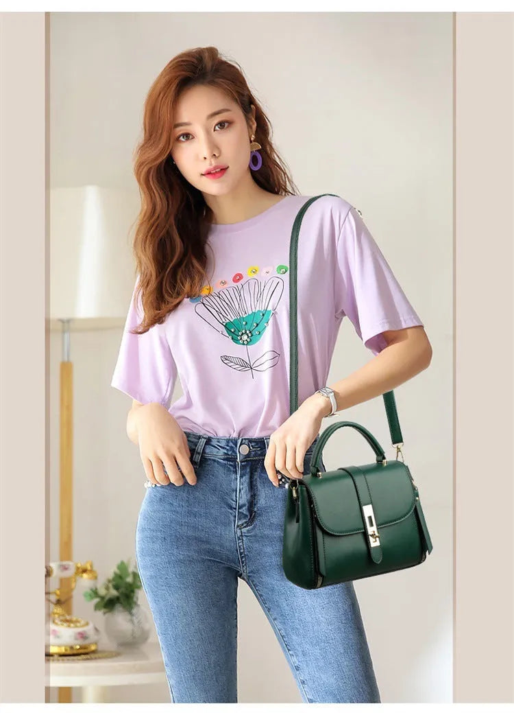 Women's soft PU leather messenger shoulder bag in square vertical design measuring 21x11x16cm