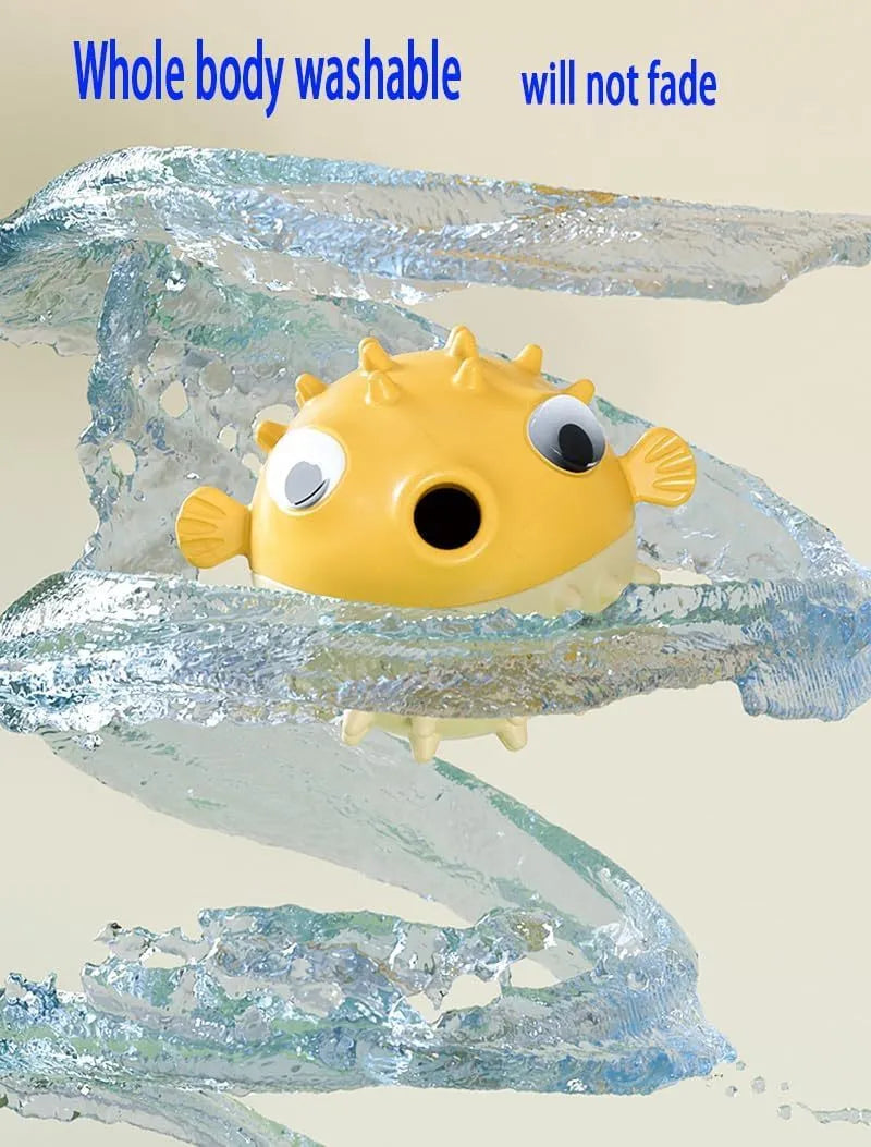 TPR fish-shaped interactive dog chew toy with treat dispensing hole and textured surface