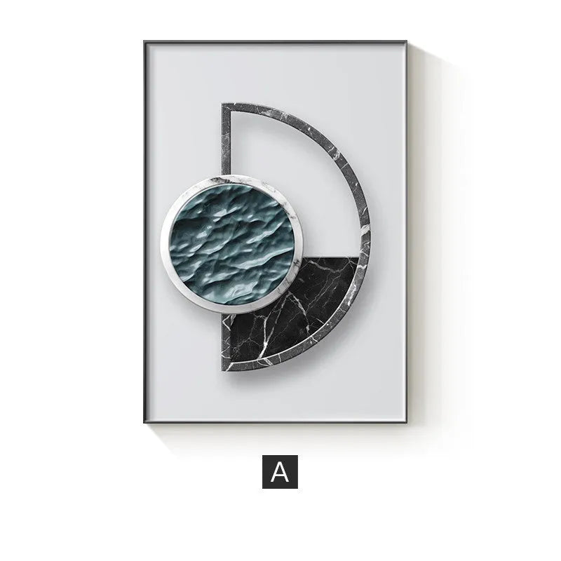 Abstract geometric pattern canvas wall art print in minimalist style