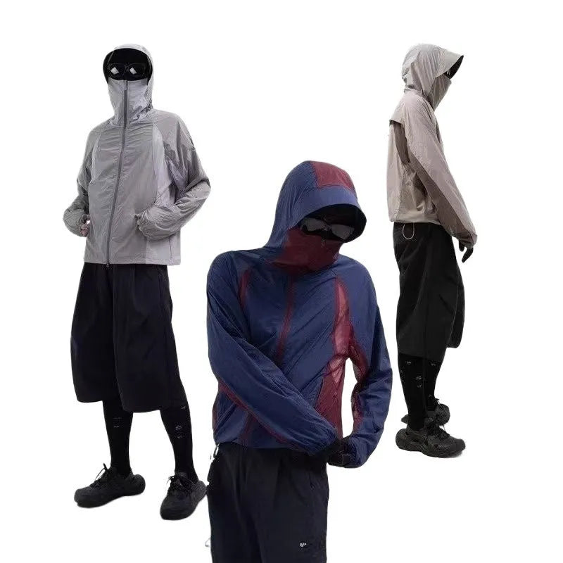 Mesh stitching sun protective clothing in desert brown colour showing ventilation design and regular length cut