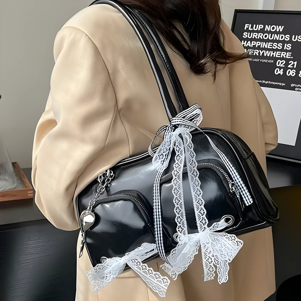 Soft PU casual shoulder bag with large capacity and mobile phone compartment in four colour options