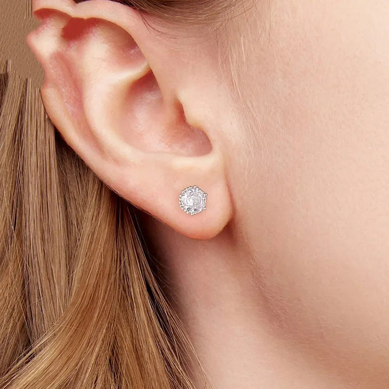 S925 sterling silver round ear studs for women fairy style BSE1245 colour