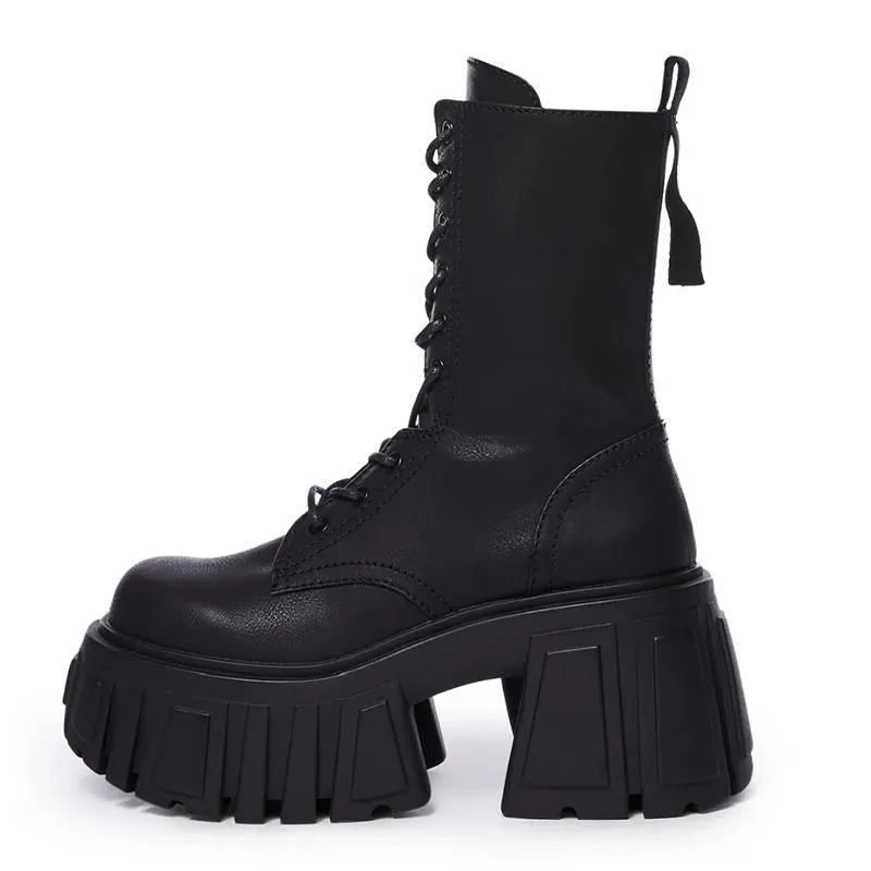 British style punk Martin boots in Black 518 with cross strap and pointed toe