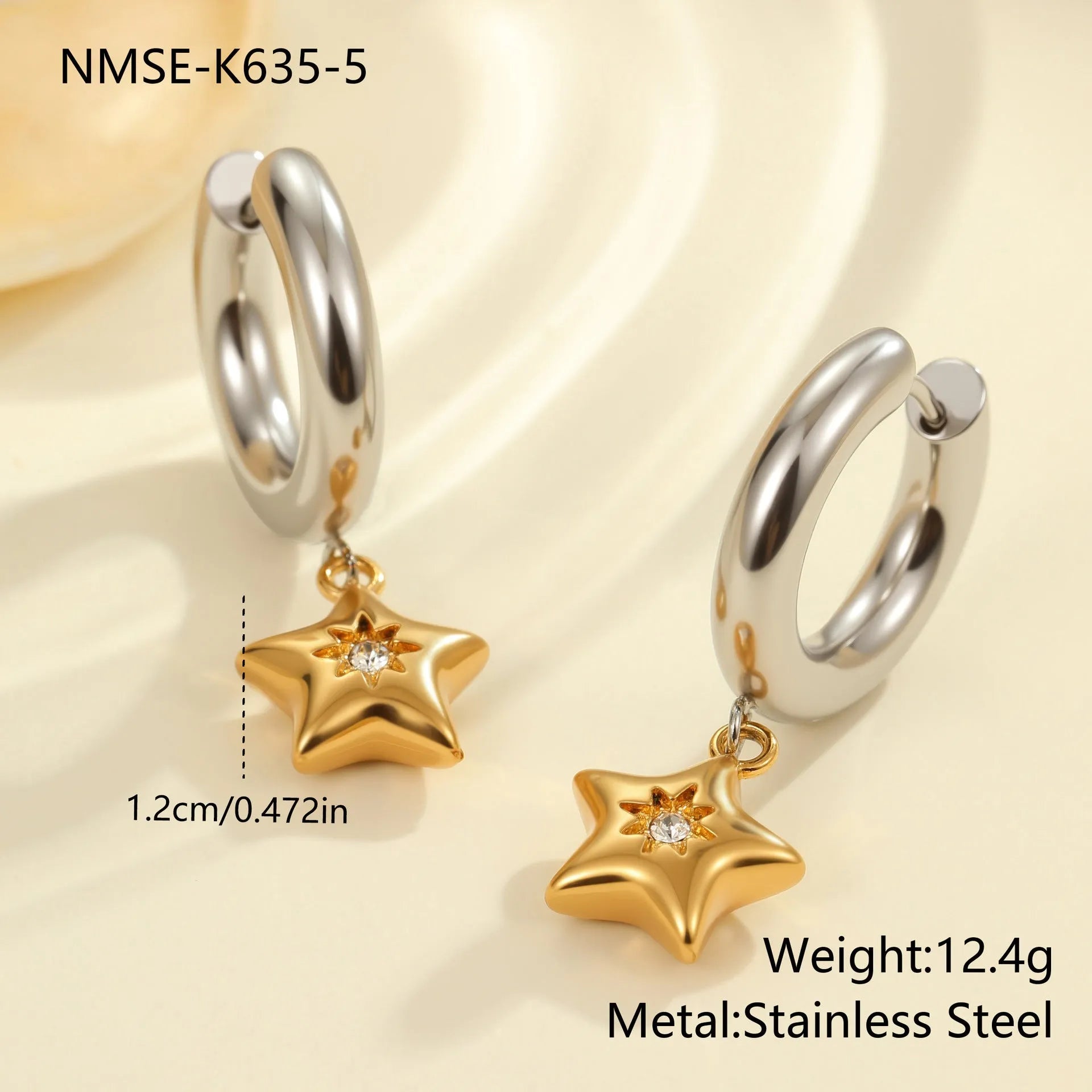 Christmas tree earrings stainless steel 18K gold plated heart star geometric dangle jewellery