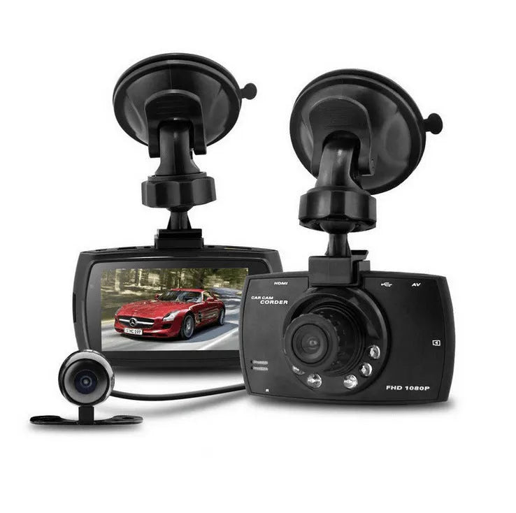 G30 HD car DVR dual camera system with front and rear recording and display screen