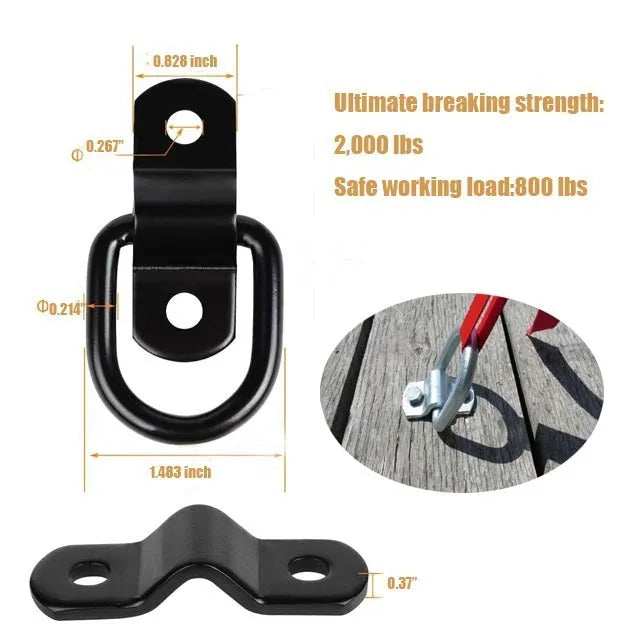 Black carbon steel galvanised pull ring floor hook for truck cargo organisation