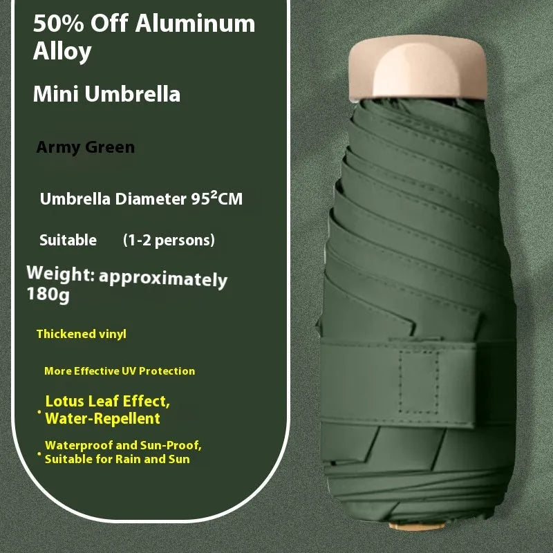 Compact 5-fold manual sun umbrella with gradient vinyl canopy in a choice of eight colours.