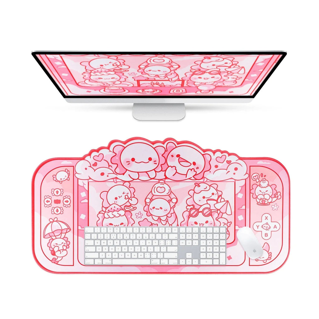 Hexagonal dragon crane machine mouse pad with cartoon anime design measuring 75×40cm