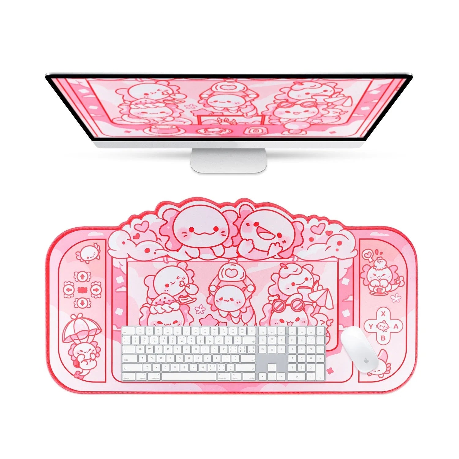 Hexagonal dragon crane machine mouse pad with cartoon anime design measuring 75×40cm
