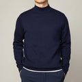Autumn winter mock neck sweater men's undershirt loose fit Vinylon camel colour long sleeve