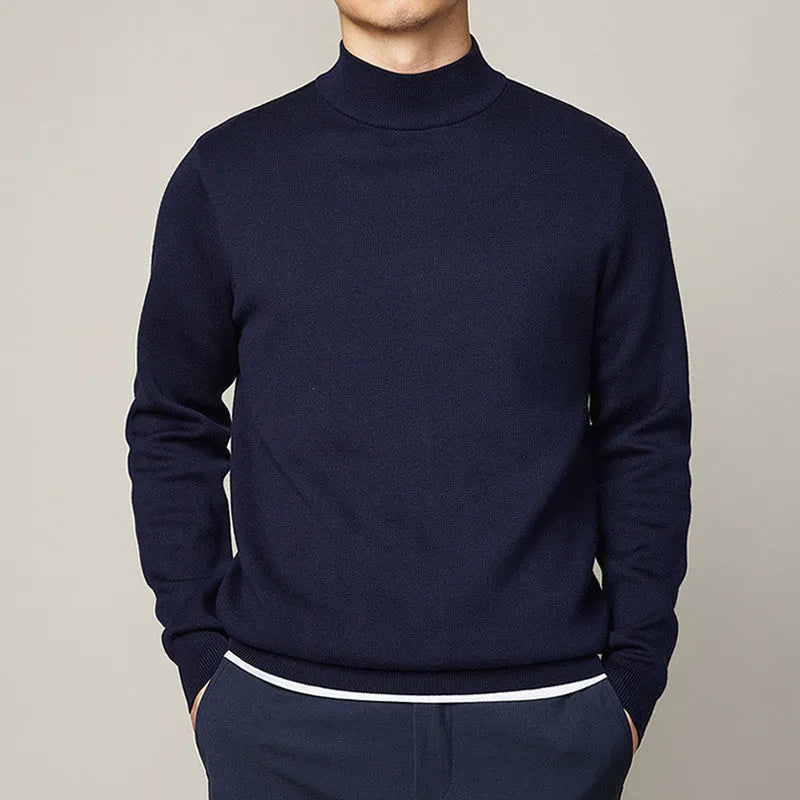 Autumn winter mock neck sweater men's undershirt loose fit Vinylon camel colour long sleeve