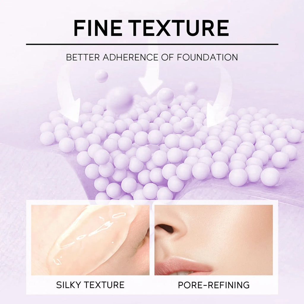 Colour box containing 30g moisturising makeup primer in green, pink, and purple colour-correcting shades