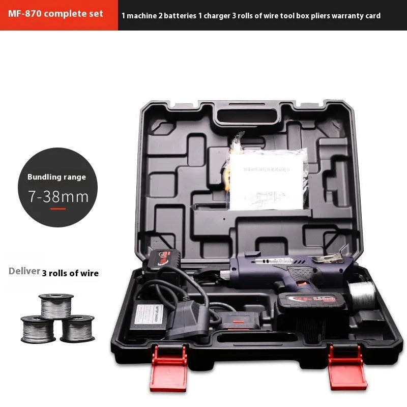 Fully automatic electric steel bar tying machine with battery and adjustable wire length