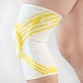 Blue cotton knee pad for basketball and running sports with elastic construction