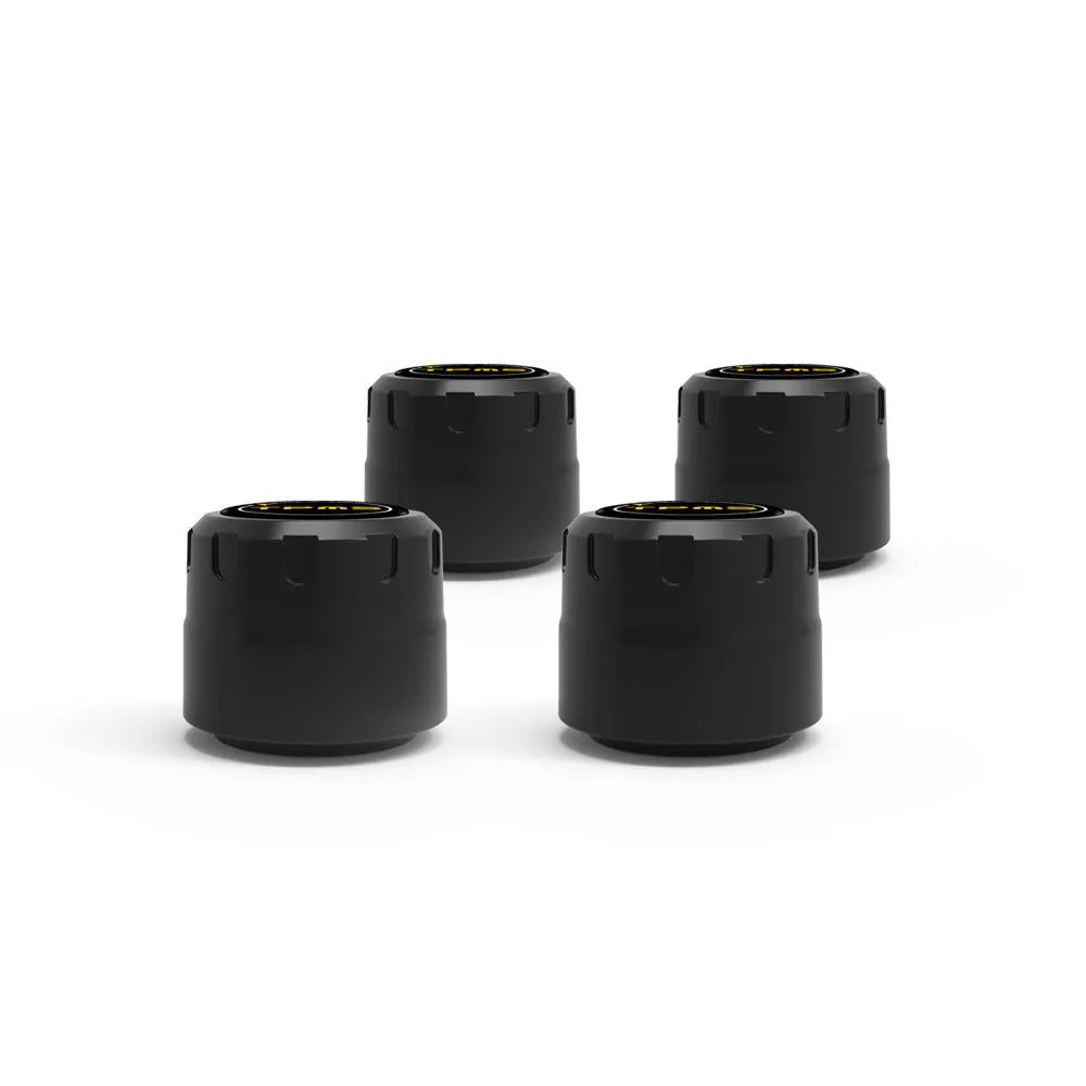 Black Bluetooth 5.0 tyre pressure monitor sensors with wrench and anti-theft screws