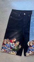 Men's blue cotton shorts with Jesus printed back pocket, tapered style with micro elasticity fabric