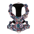 Floral pattern dog chest harness with pull-resistant strap in pure cotton material