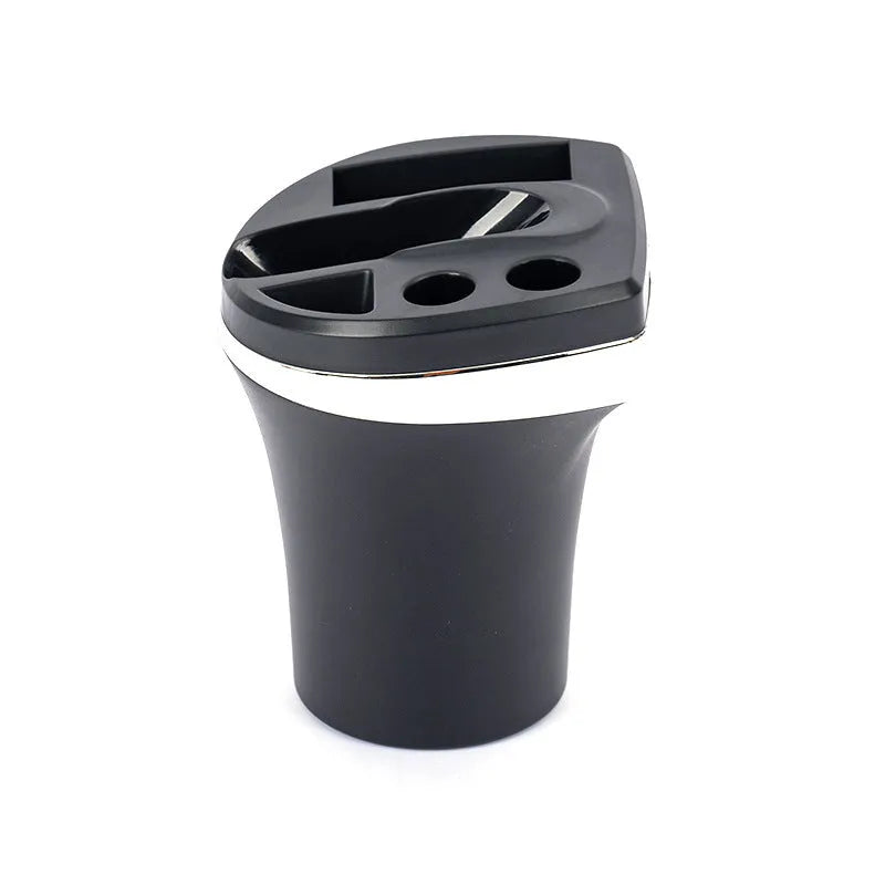 Black ABS fireproof electronic car ashtray with charger 11x9x8.5cm