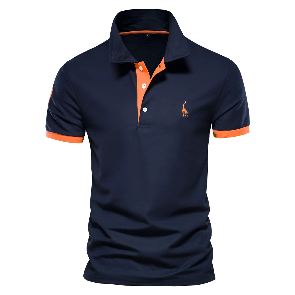 Men's slim fit short sleeve T-shirt with detailed deer embroidery on chest