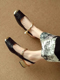 New Chinese style satin closed toe backless mid heel sandals for women in beige white