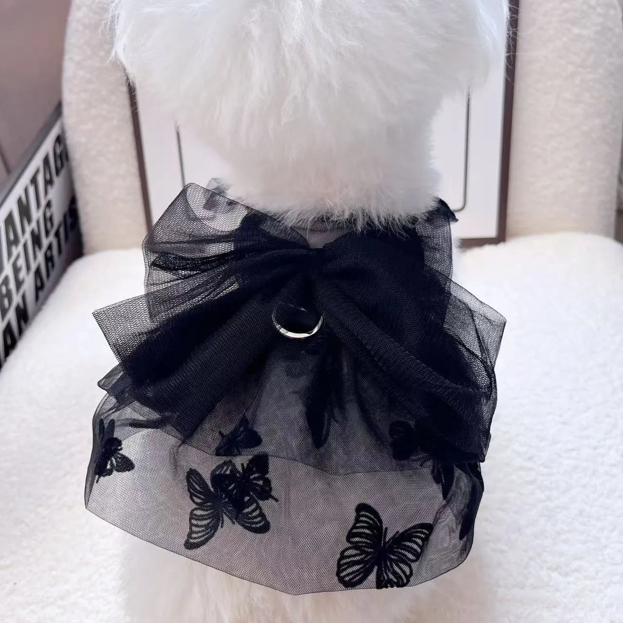 Black princess tulle skirt for small dogs and cats with five size options