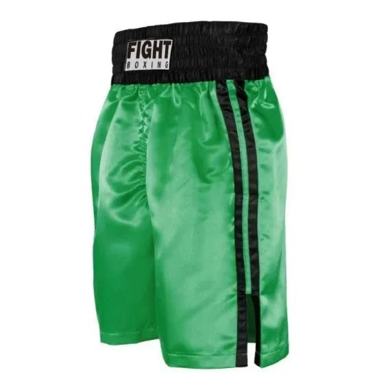 Black and white striped waist kickboxing shorts with side splits on a mannequin.