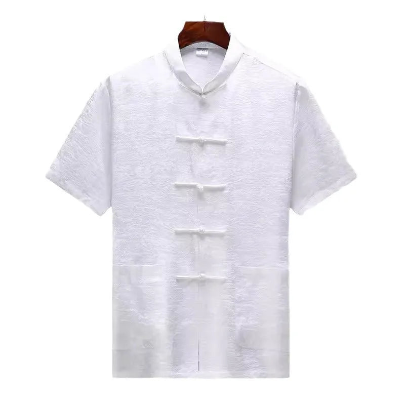 Men's Chinese style Tang suit in mulberry silk satin showing traditional design with available colour variations