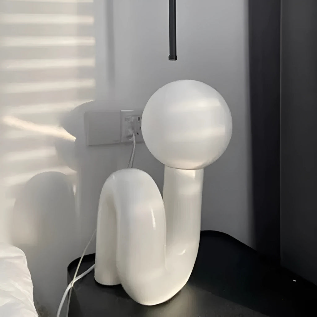 Modern resin bedside lamp in white with Nordic design for children bedroom 220V UK plug