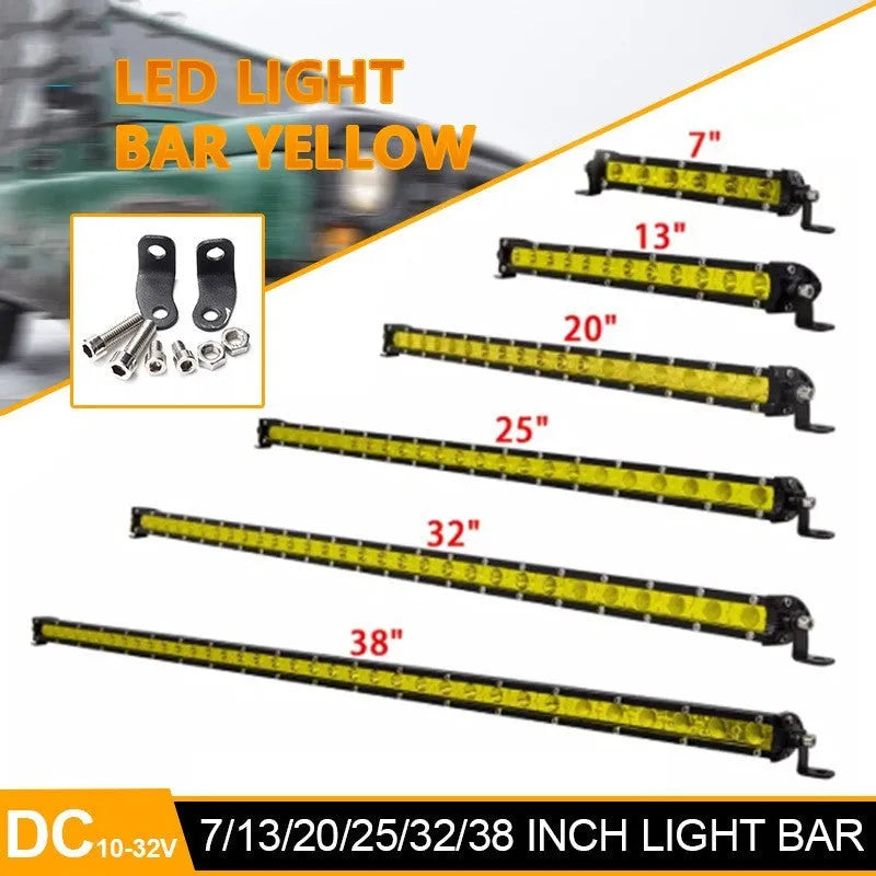 25 inch silver aluminium single row LED light bar with mounting brackets