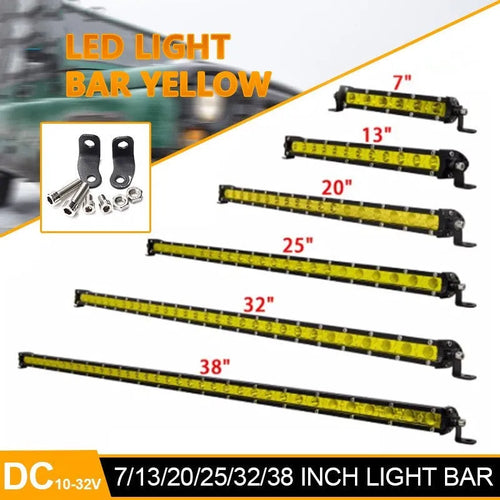 25 inch silver aluminium single row LED light bar with mounting brackets