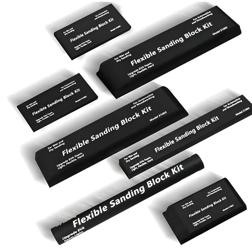 Set of seven black frosted EVA display blocks with visible metal fittings