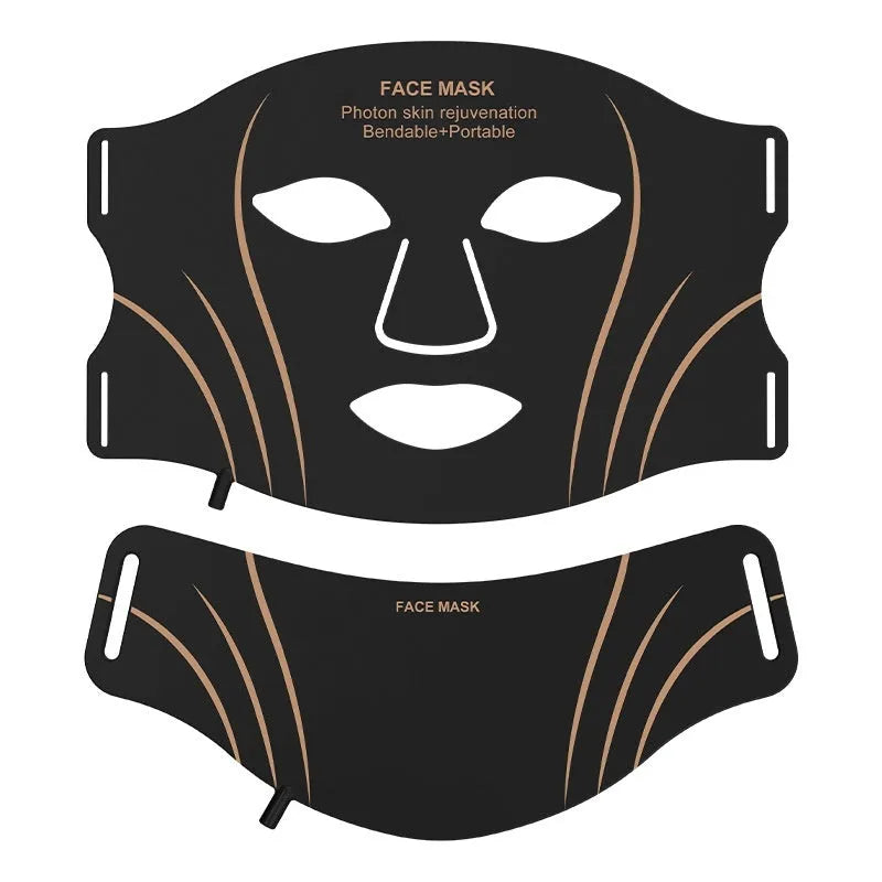 Black gold facial mask IPL device with silicone construction and LED lights