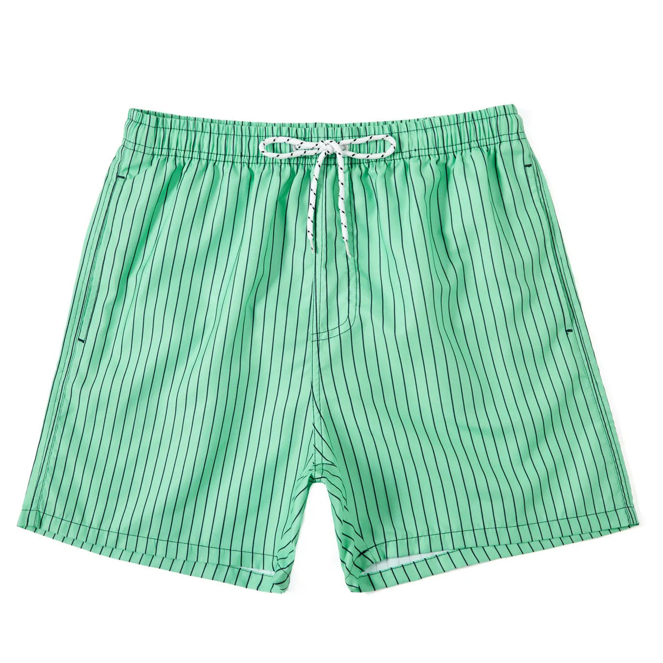 Men's striped polyester shorts with straight leg opening and triangle lining in four colour options