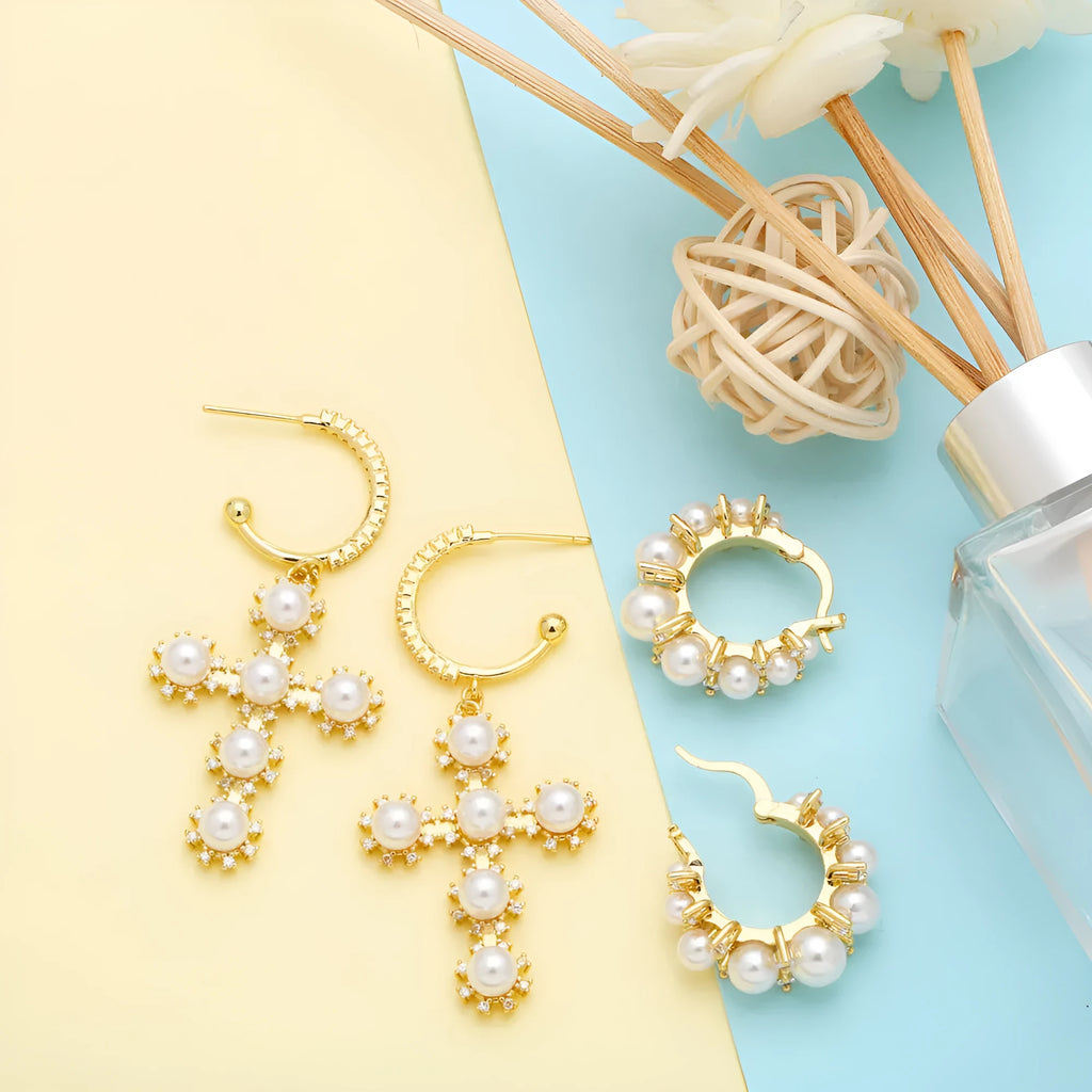 Women's copper geometric circle ear clip eardrops in two colour options
