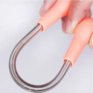 Pink manual spring facial hair removal device for face and lip hair, PP plastic, 19cm length