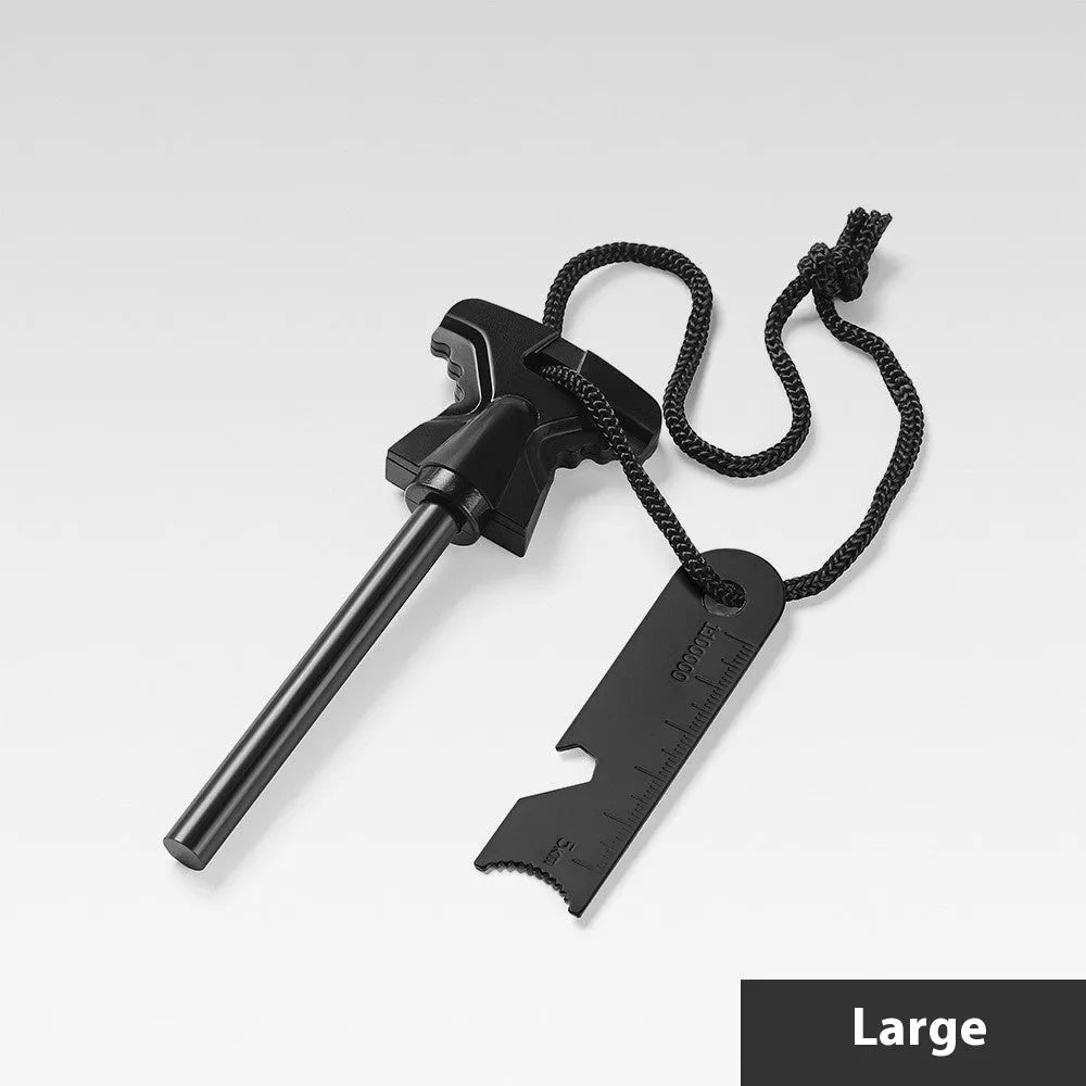 Butterfly-shaped stainless steel firestarter with bottle opener measuring 117x43mm