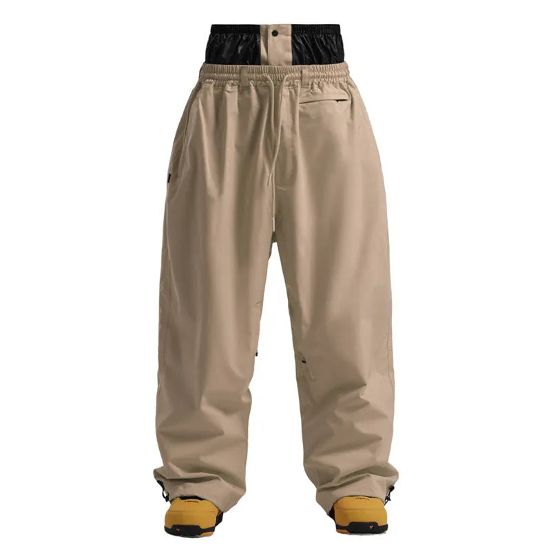 Loose windproof waterproof breathable wide-leg work pants in khaki, available in multiple sizes