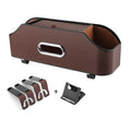 Genuine leather car tissue box holder in one of five colours, showing suspended design.