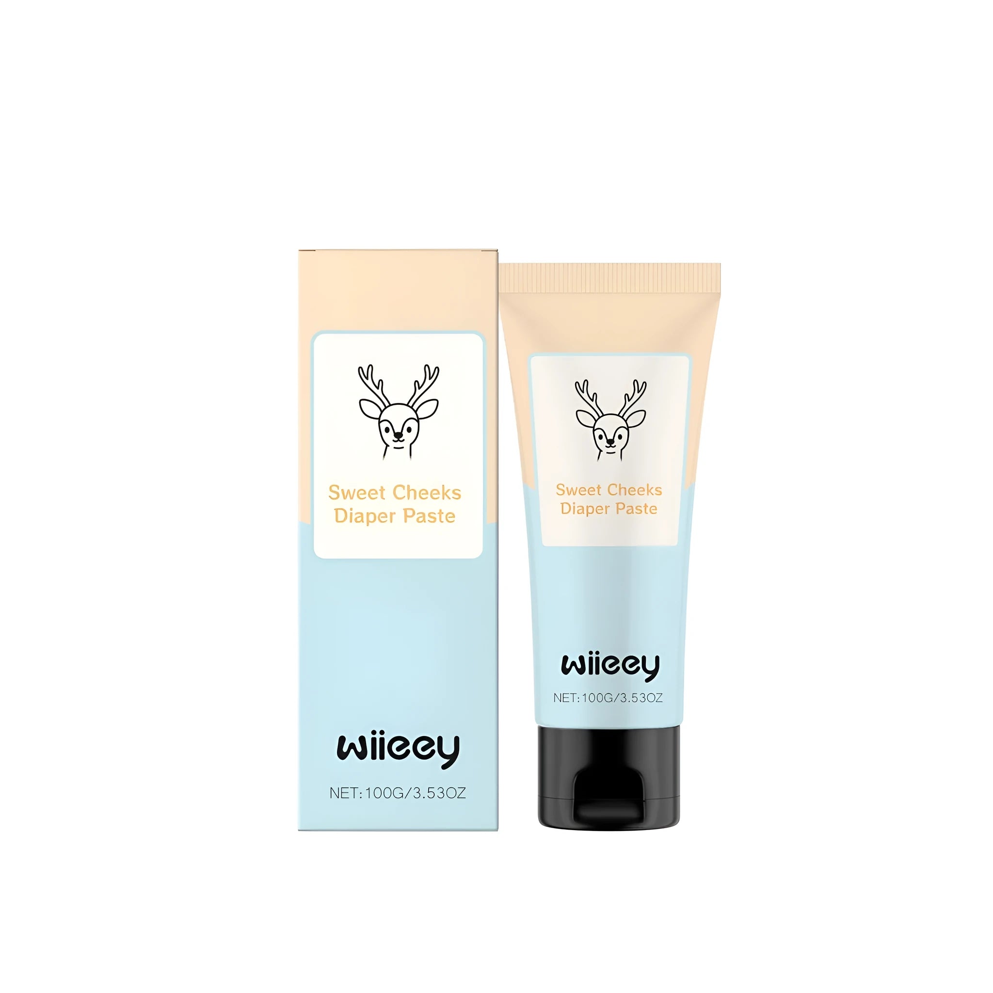 100g tube of Sweet Cheeks Diaper Paste, a white cream for baby nappy rash care.